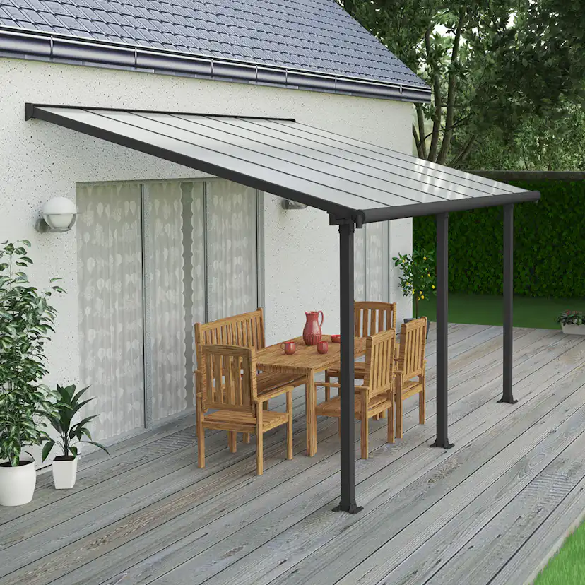 OLYMPIA PATIO COVER 3X4.25 GREY CLEAR 3 x 4 m