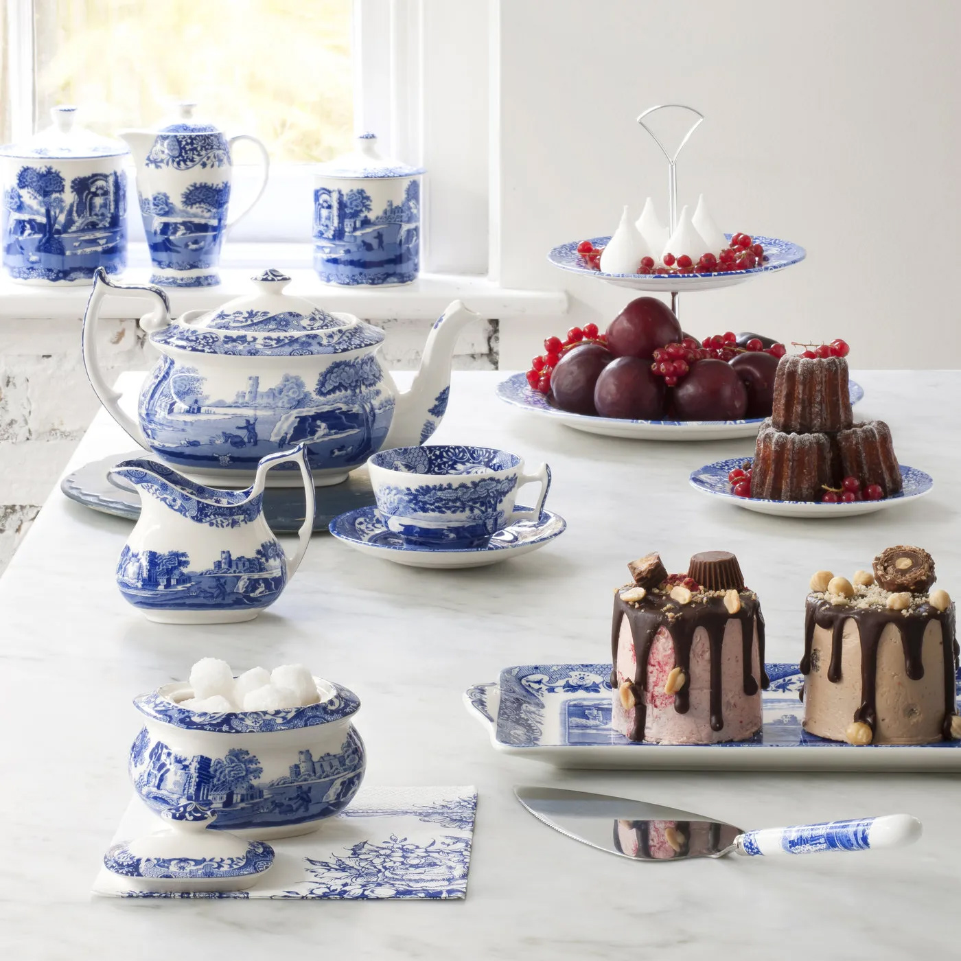 Sockersål Spode Blue Italian med Lock