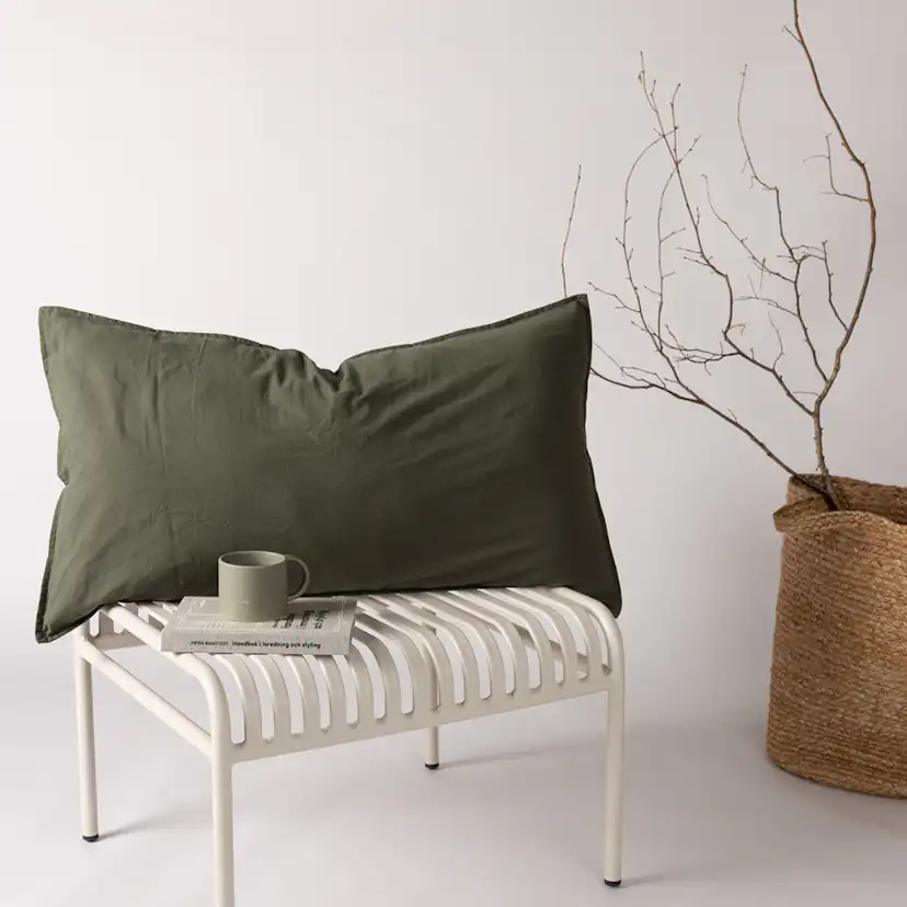 Ronja Cushion Cover Washed Cotton - Green / Grön