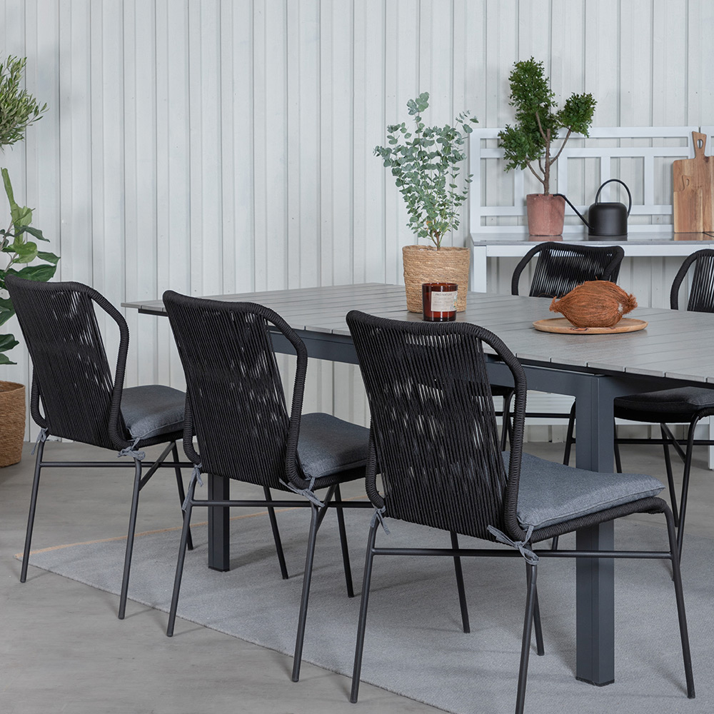 Matgrupp Venture Home Lova 160 med 6 Jefferson Stapelbara Matstolar