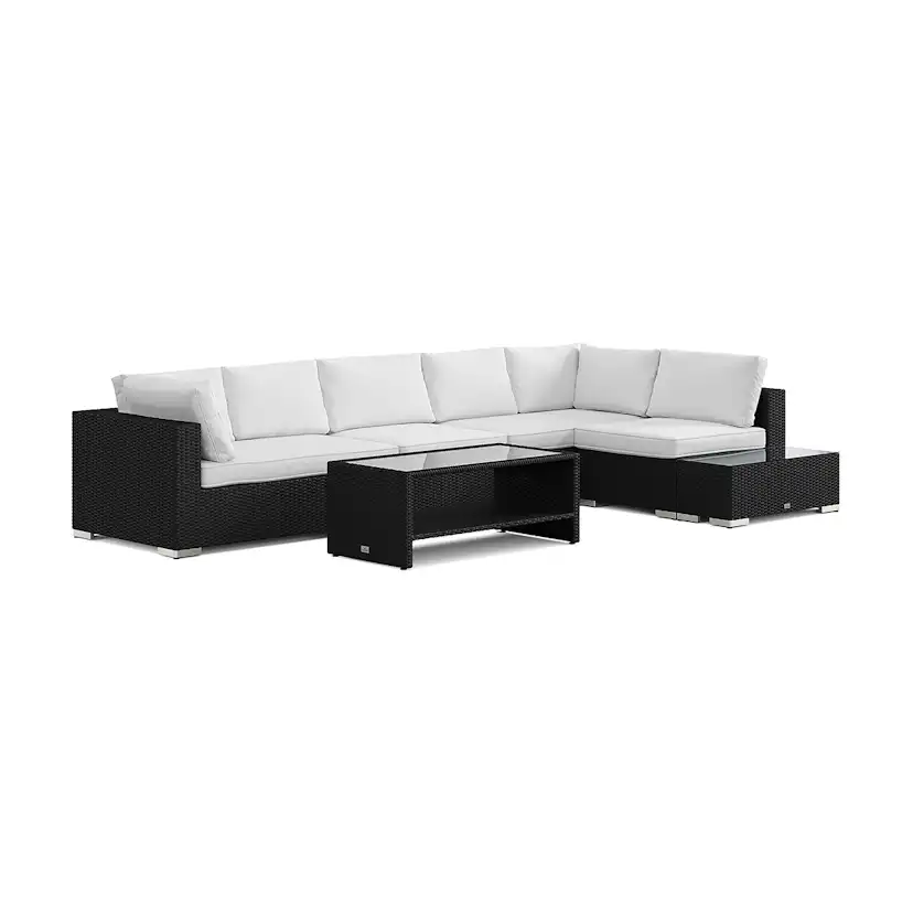 Loungegrupp Comfort Garden Bahamas utesoffa 6-sits vändbar schäslong med avslut och bord med hylla
