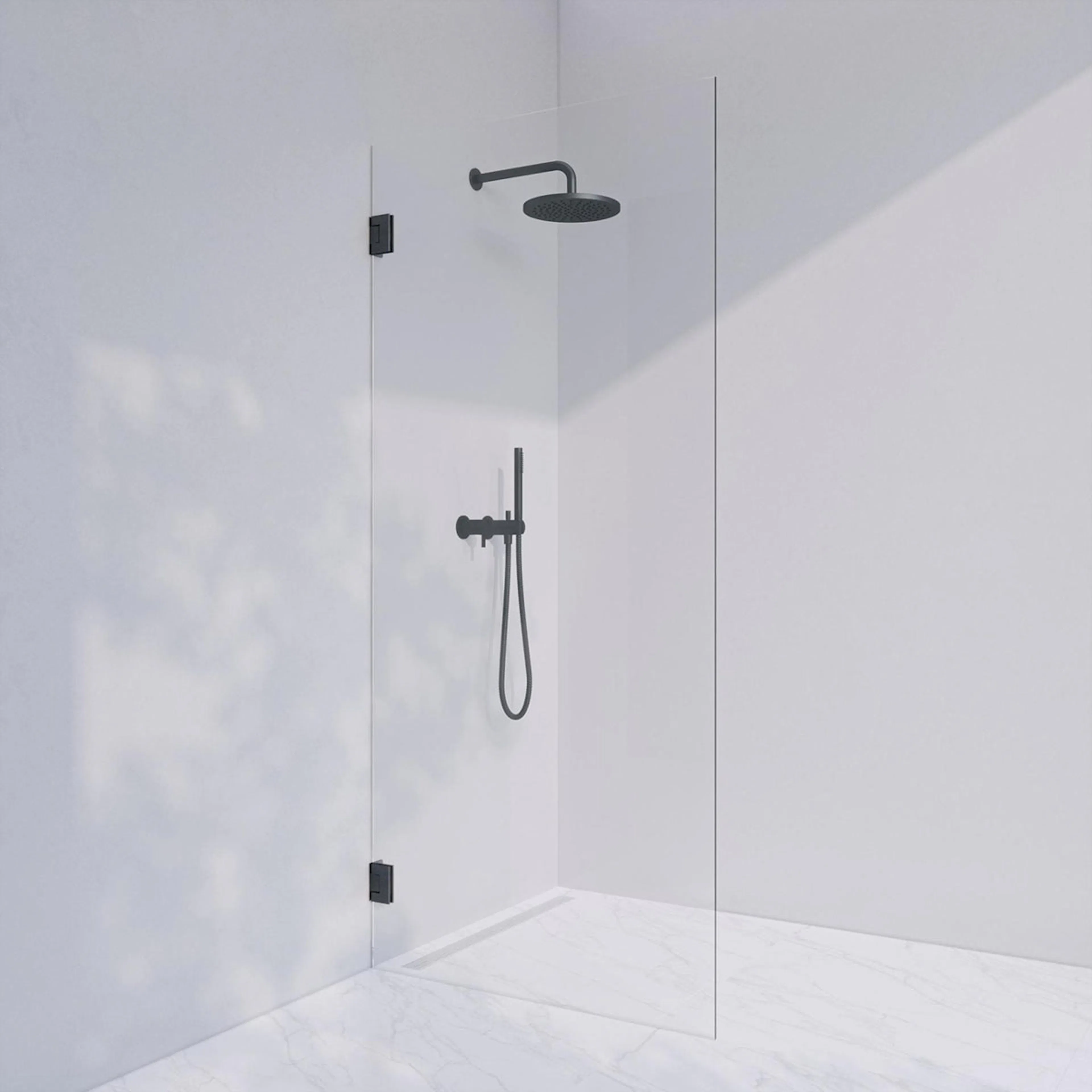 Invitrea Flair GH2/Högerhängd/80/Mattsvart/Klart glas Glastyp: Klarglas, Profil: Mattsvart, Hängning: Högerhängd, Bredd: 800 mm