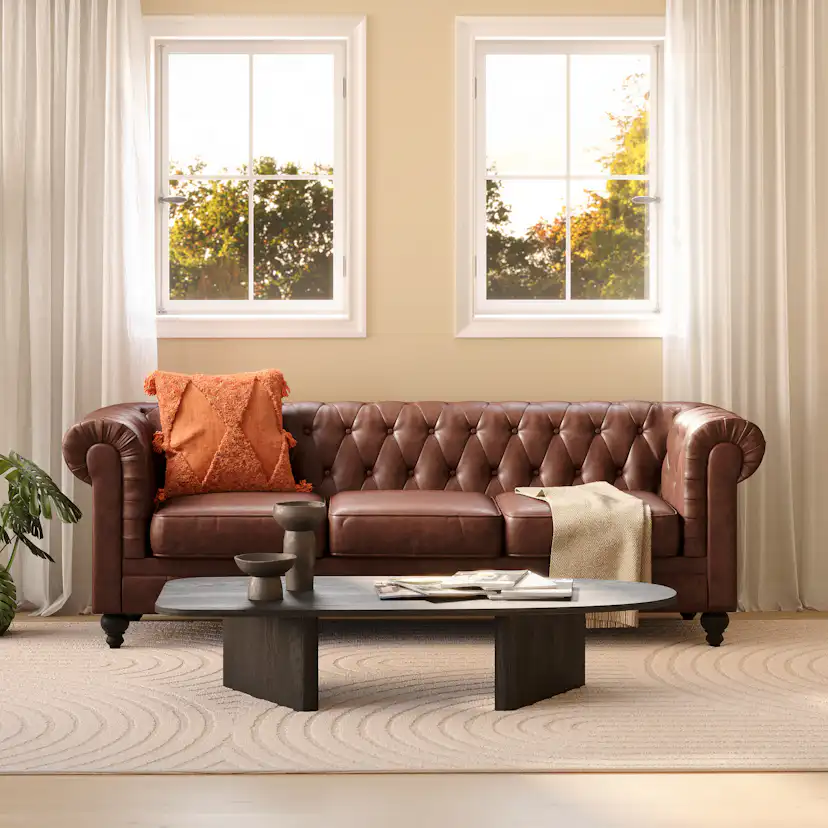 Soffa Manor House Chesterfield Lyx 3-sits Djup soffa konstläder