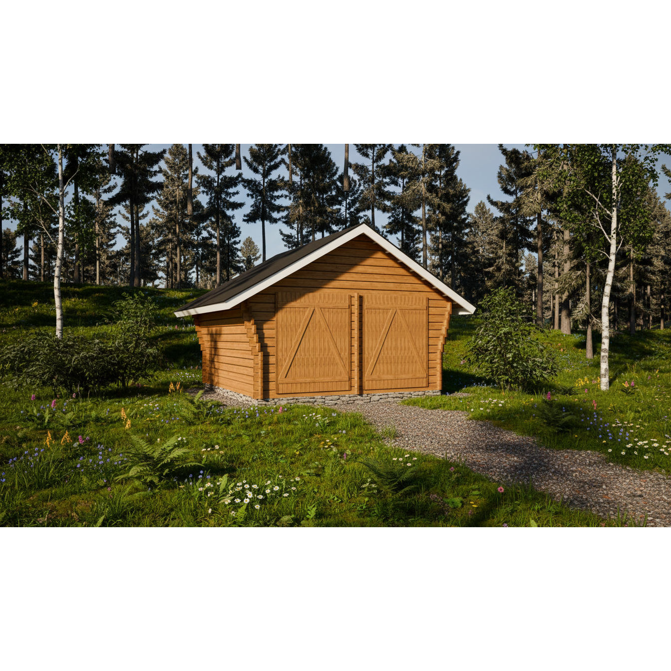 Timmerförråd LP Garden R-L (16m²) Med Springor