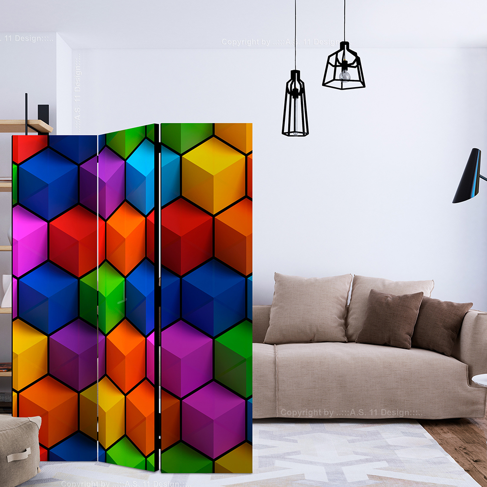 Rumsavdelare Skärmvägg Arkiio Colorful Geometric Boxes 135x172 cm