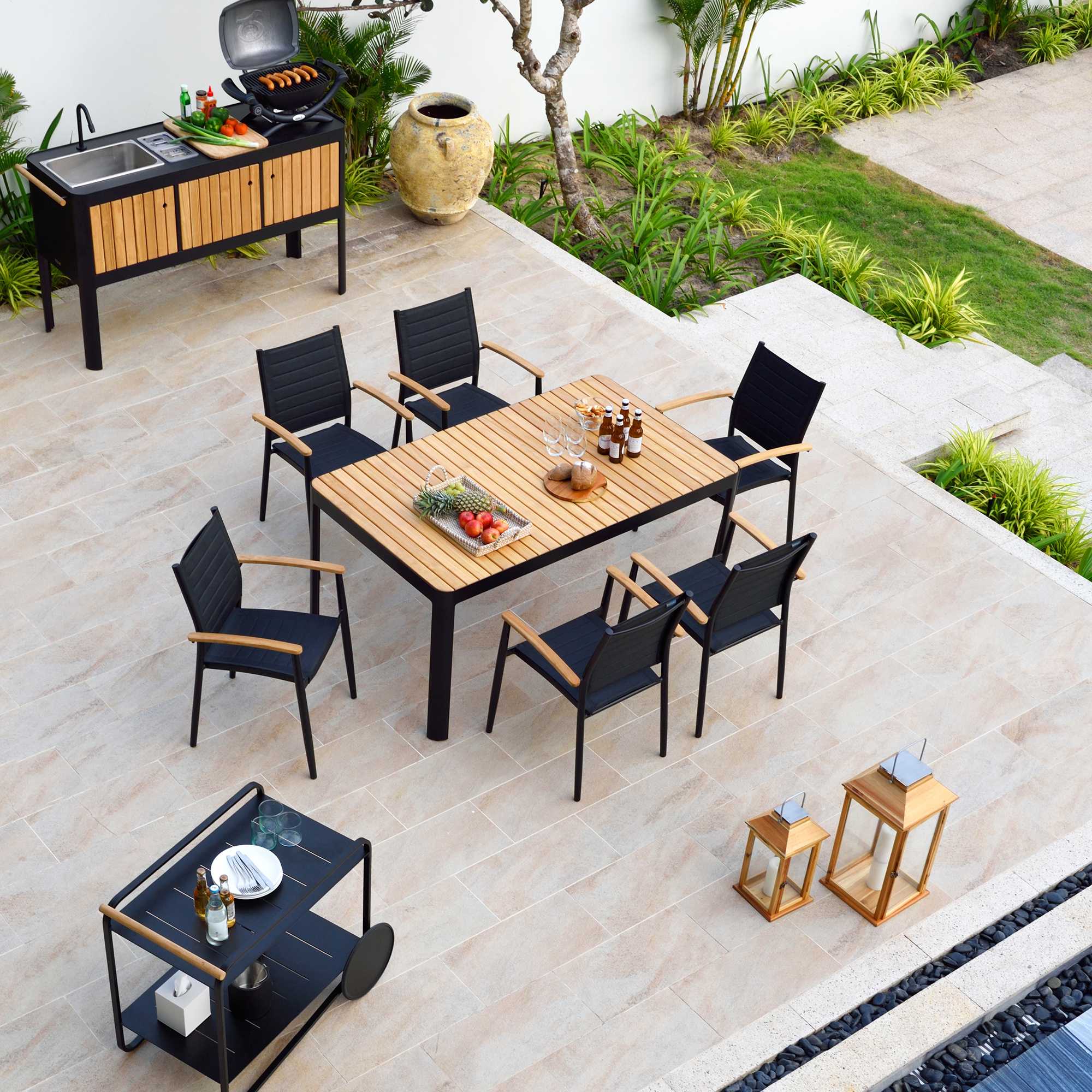 Matgrupp LifestyleGarden Portals Dark 161 med 6 Stolar