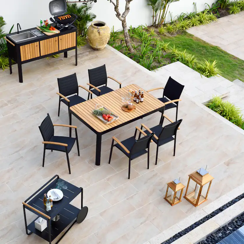 Matgrupp LifestyleGarden Portals Dark 161 med 6 Stolar