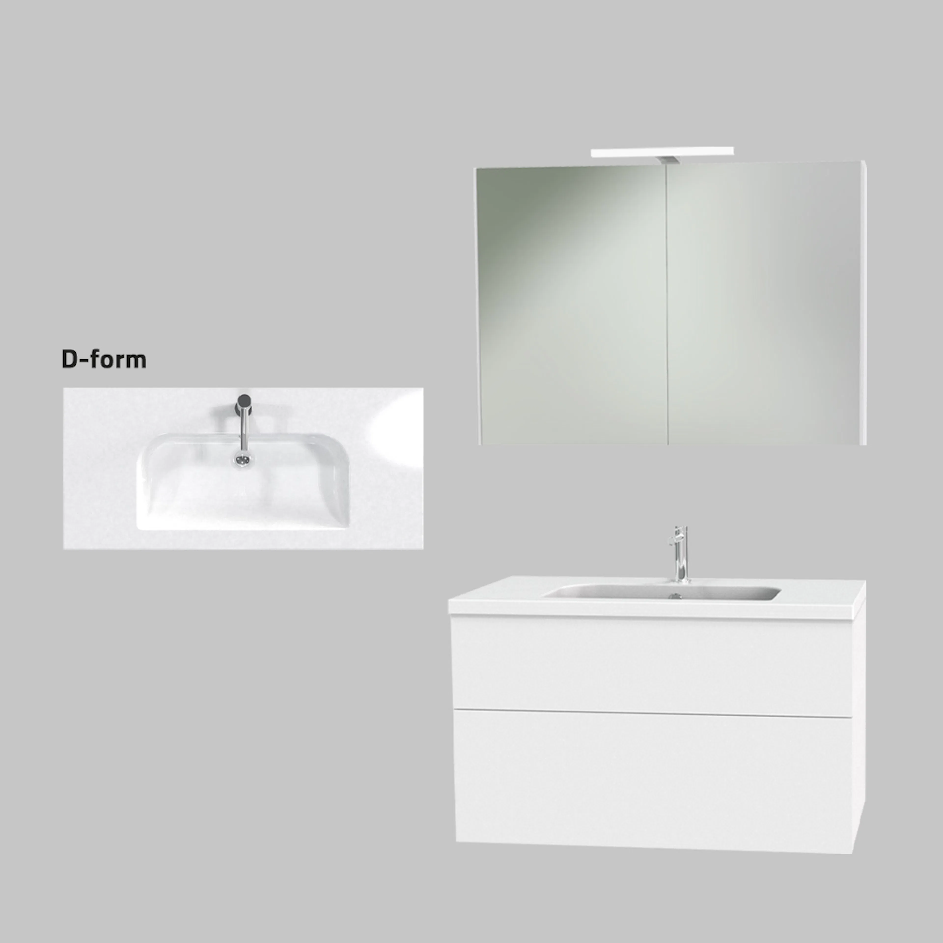 Miller Möbelpaket 100 + 122W1 D-format porslinstvättställ
