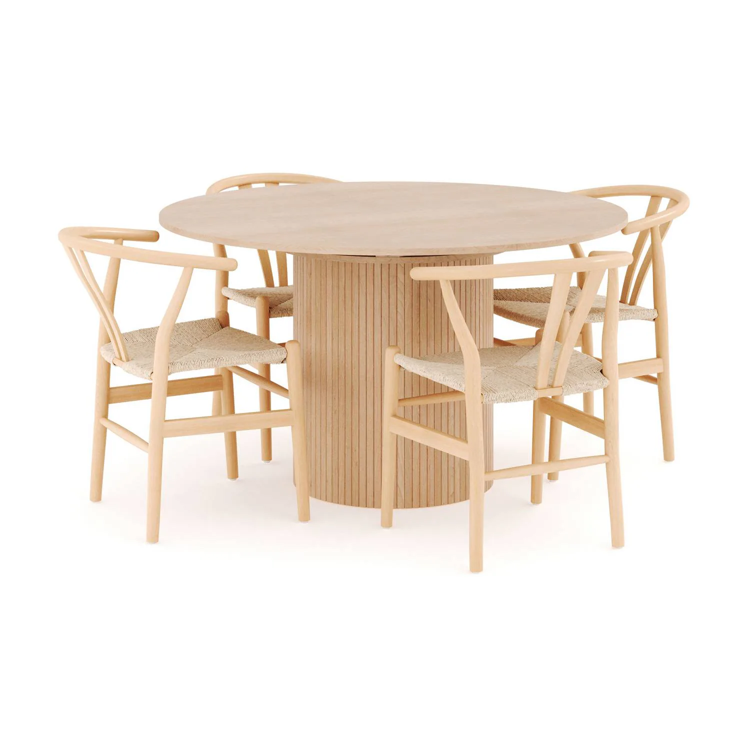 Matgrupp Bark Kopparbo Runt Matbord 130-180 cm Förlängningsbartt med 4 Dastoori Matstol