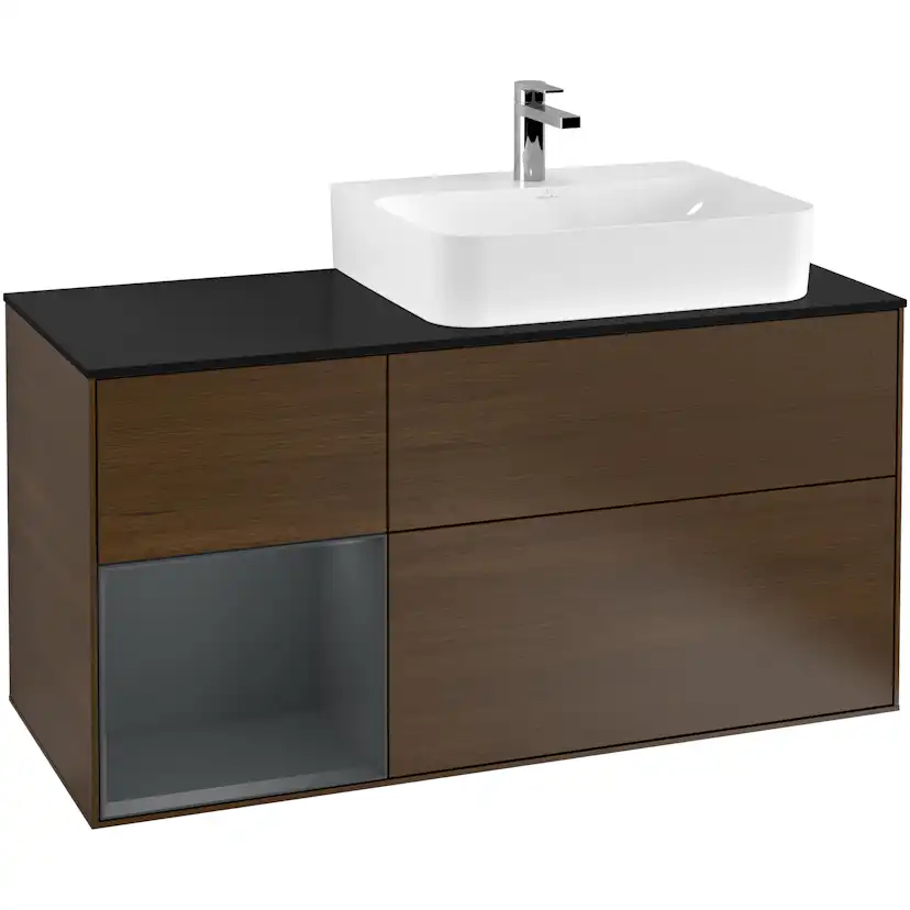 Tvättställsskåp Villeroy & Boch Finion med 3 Lådor Hylla och Bänkskiva för Ocentrerat Tvättställ