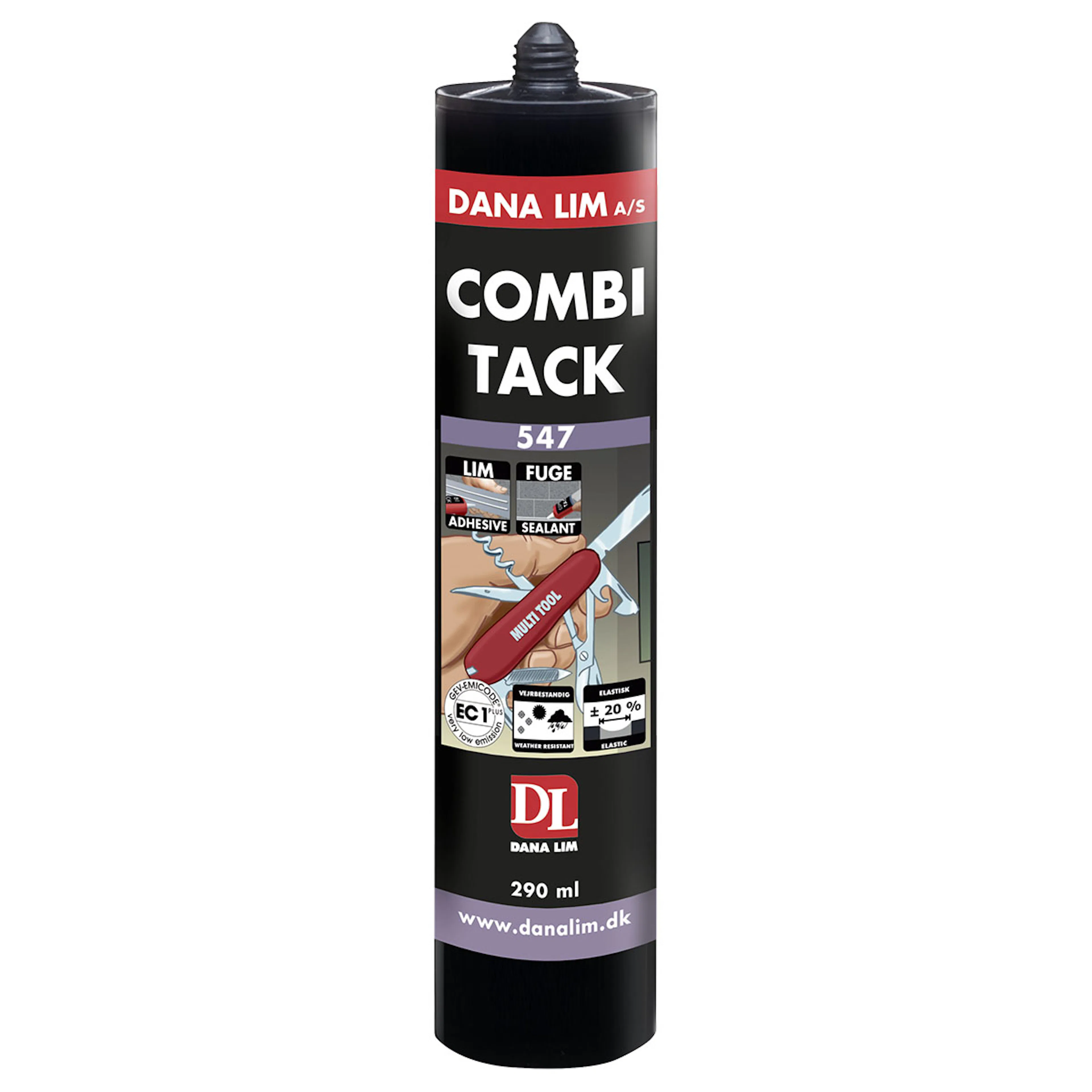 Fogmassa Danalim Lim & Fog 547 Combi Tack Svart 290 ml MS-hybrid polymer