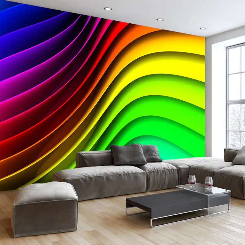 Fototapet Arkiio Självhäftande Rainbow Waves