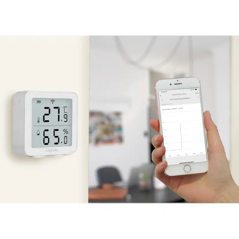 Smart Temp- & luftfuktighetssensor LogiLink Wifi Tuya