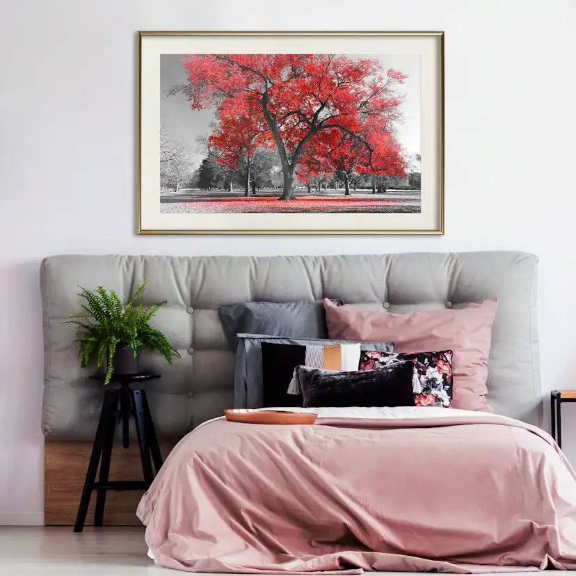 Poster Artgeist Affisch Autumn in the Park Red