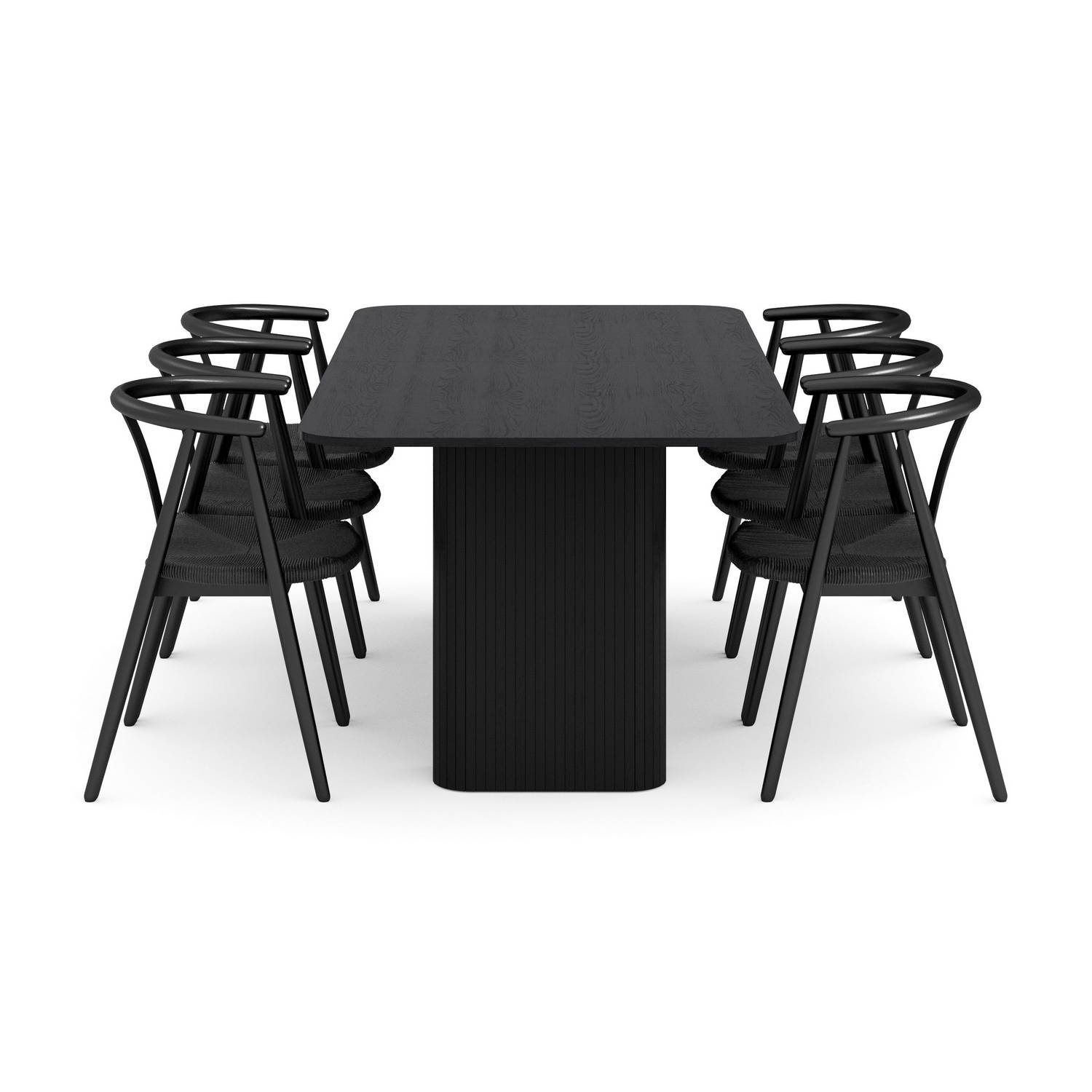 Matgrupp Bark Kopparbo Rektangulärt Matbord 200-260 cm Förlängningsbartt med 6 Cytie Matstol