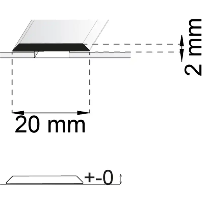 SKARVLIST SA25 RF 200CM HABO 20MM SB Längd: 2000 mm, Utförande: Rostfri