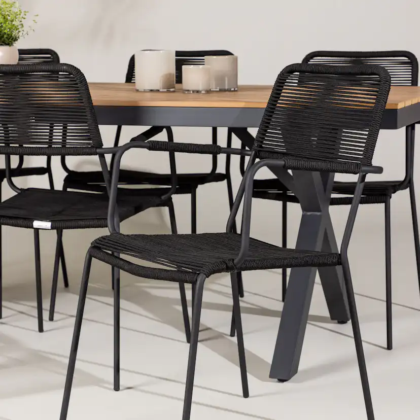 Trädgårdsgrupp Venture Home Garcia med 6 Lindos Trädgårdsstolar