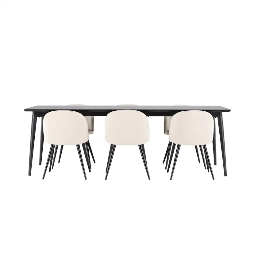 Matgrupp Venture Home Ellis 230 med 6 st Velvet Stolar