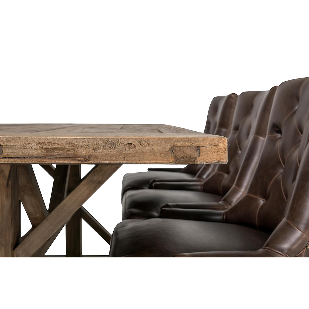 Matgrupp Manor House Lyon Förlängningsbart Matbord & 6 Tuva Stolar Trä/Brun Almträ