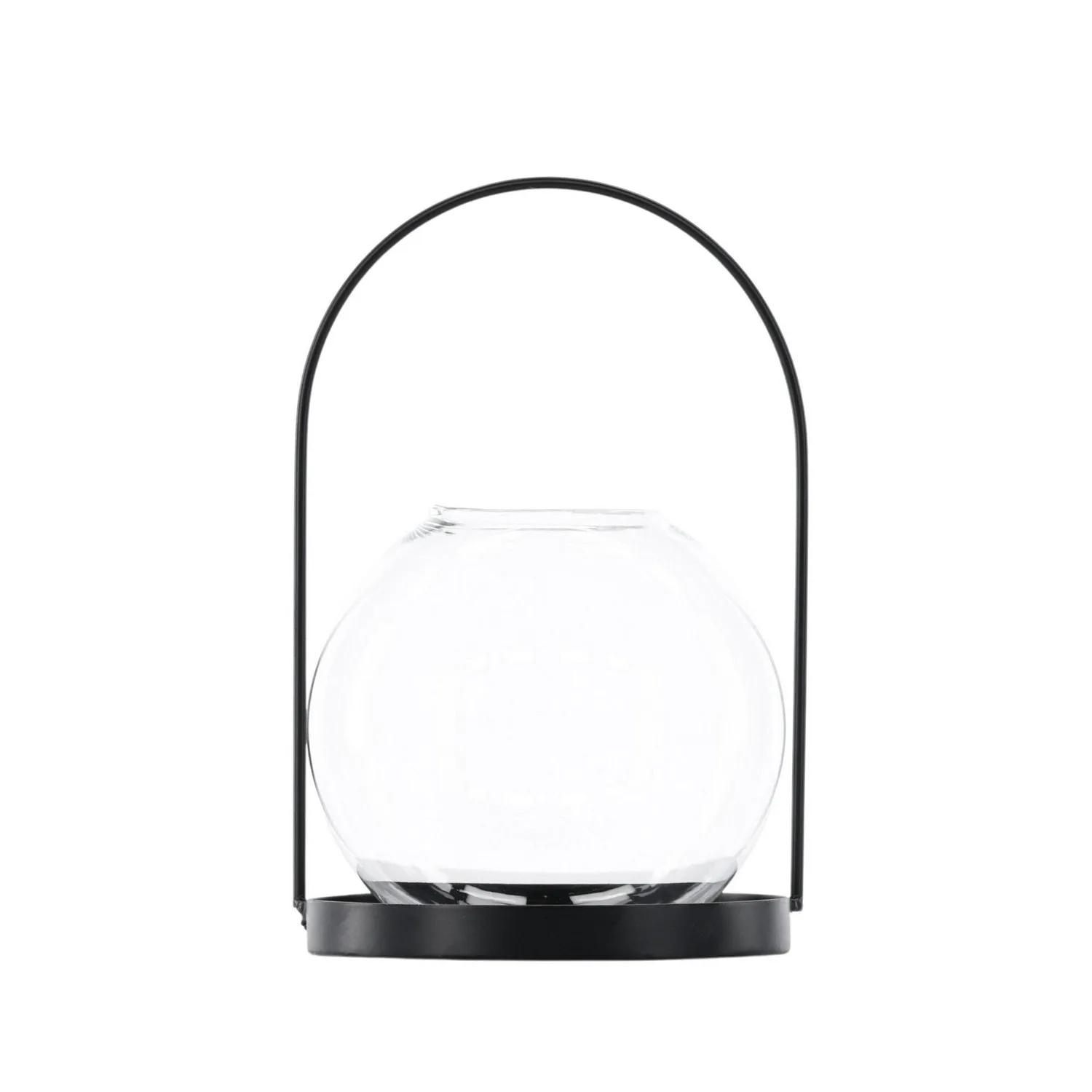 Flora Lantern - Black/Clear Glass - H22*14cm Diamater: 220 mm