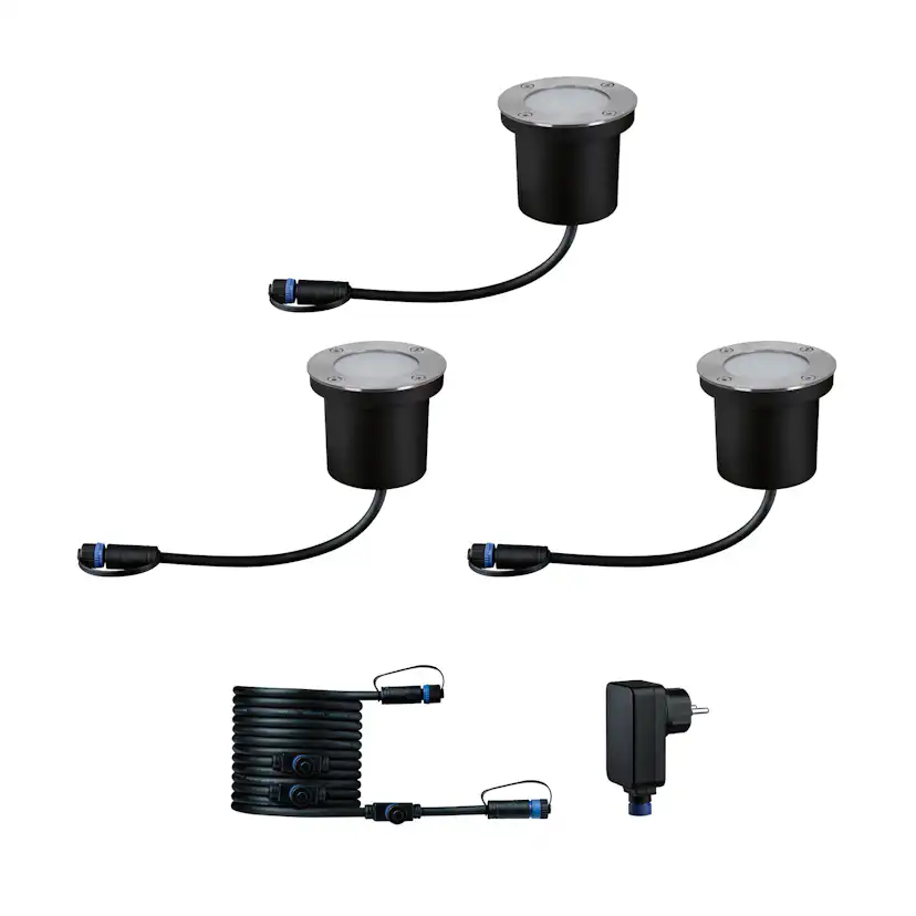 LED Infälld Markbelysning Paulmann Plug & Shine Floor Profil Spot Insektsvänlig IP67 4,5W 3-pack med Kabel & Transformator