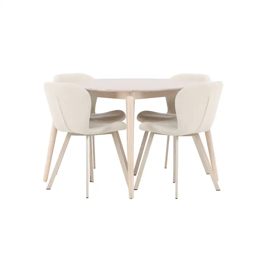 Matgrupp Venture Home Flora Ø120 cm med 4st Lilja Matstolar