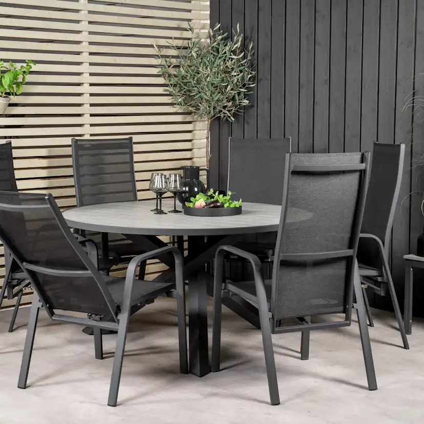 Matgrupp Utomhus Venture Home Pincy Ø140 med 6 Copacabana Trädgårdsstolar