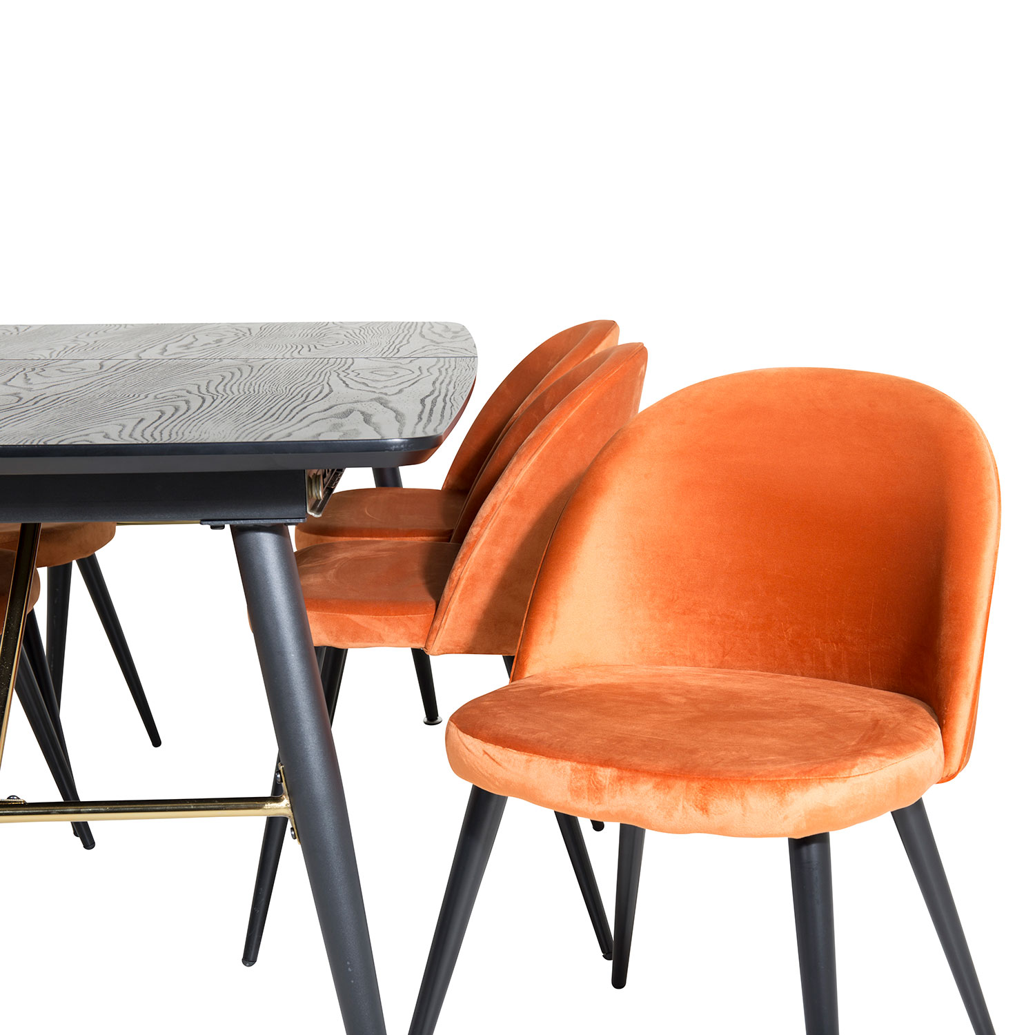 Matgrupp Venture Home Gold med 4 Velvet stolar