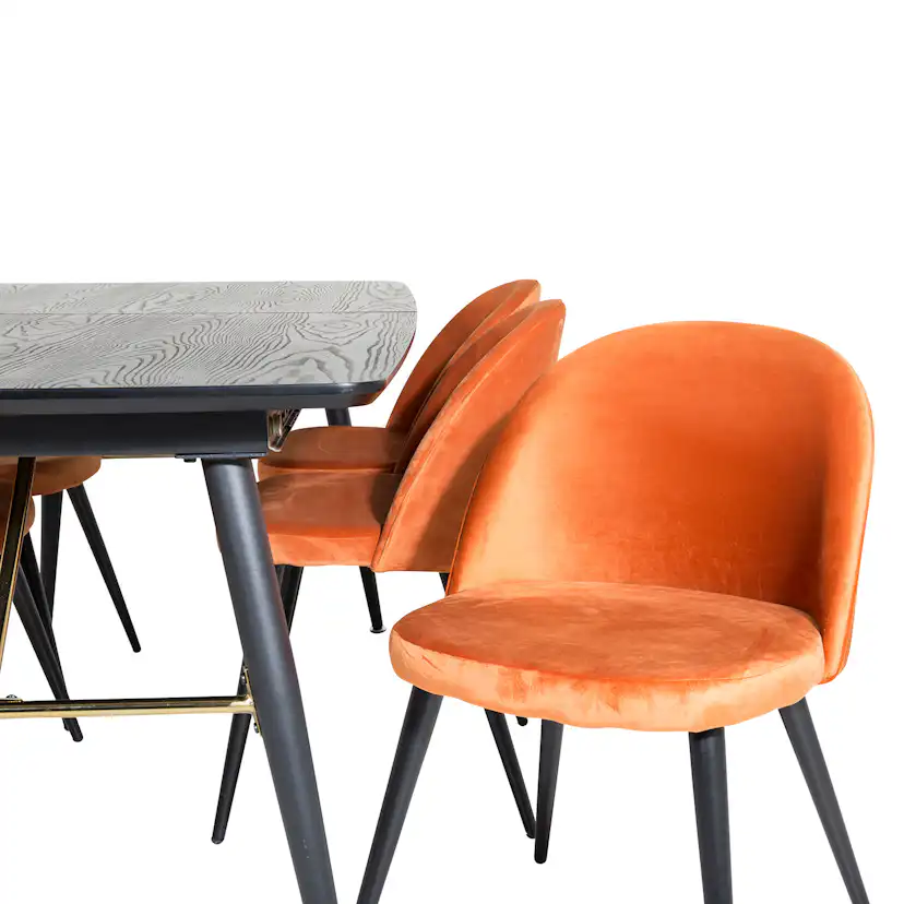 Matgrupp Venture Home Gold med 4 Velvet stolar