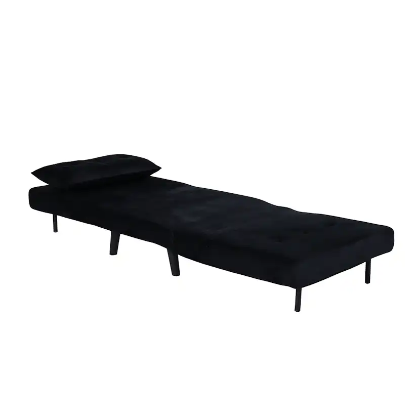 Vicky Folding Bed Single - Black / Black Velvet Svart