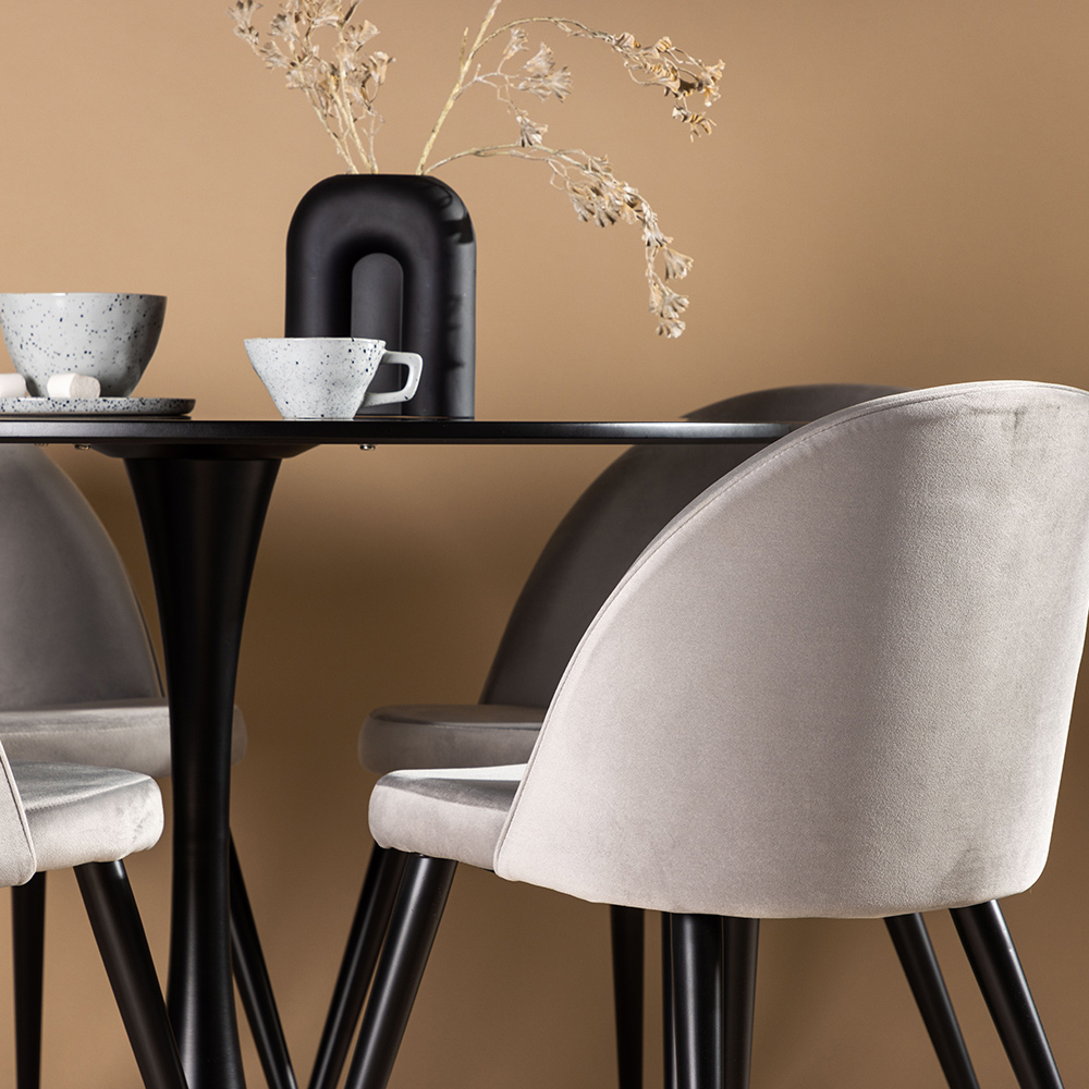 Matgrupp Venture Home Glade Ø 100 cm med 4 Velvet Stolar