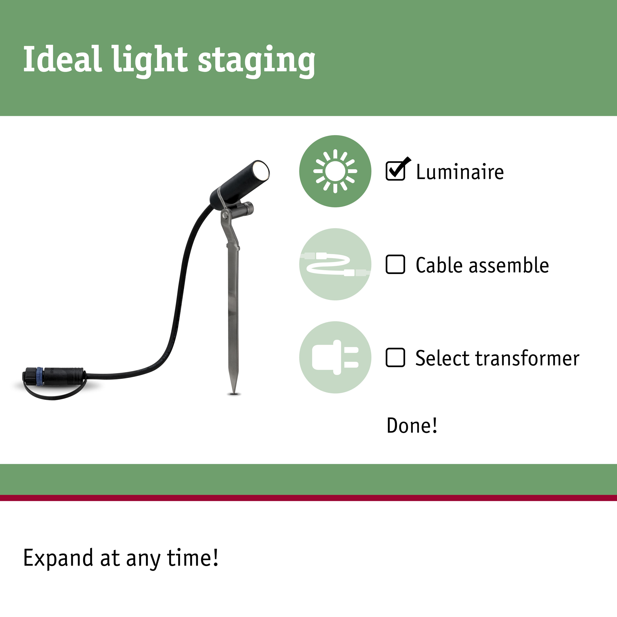 Spotlight Paulmann Plantini Plug & Shine LED IP65 24V Förlängningsset 3-pack med Kabel