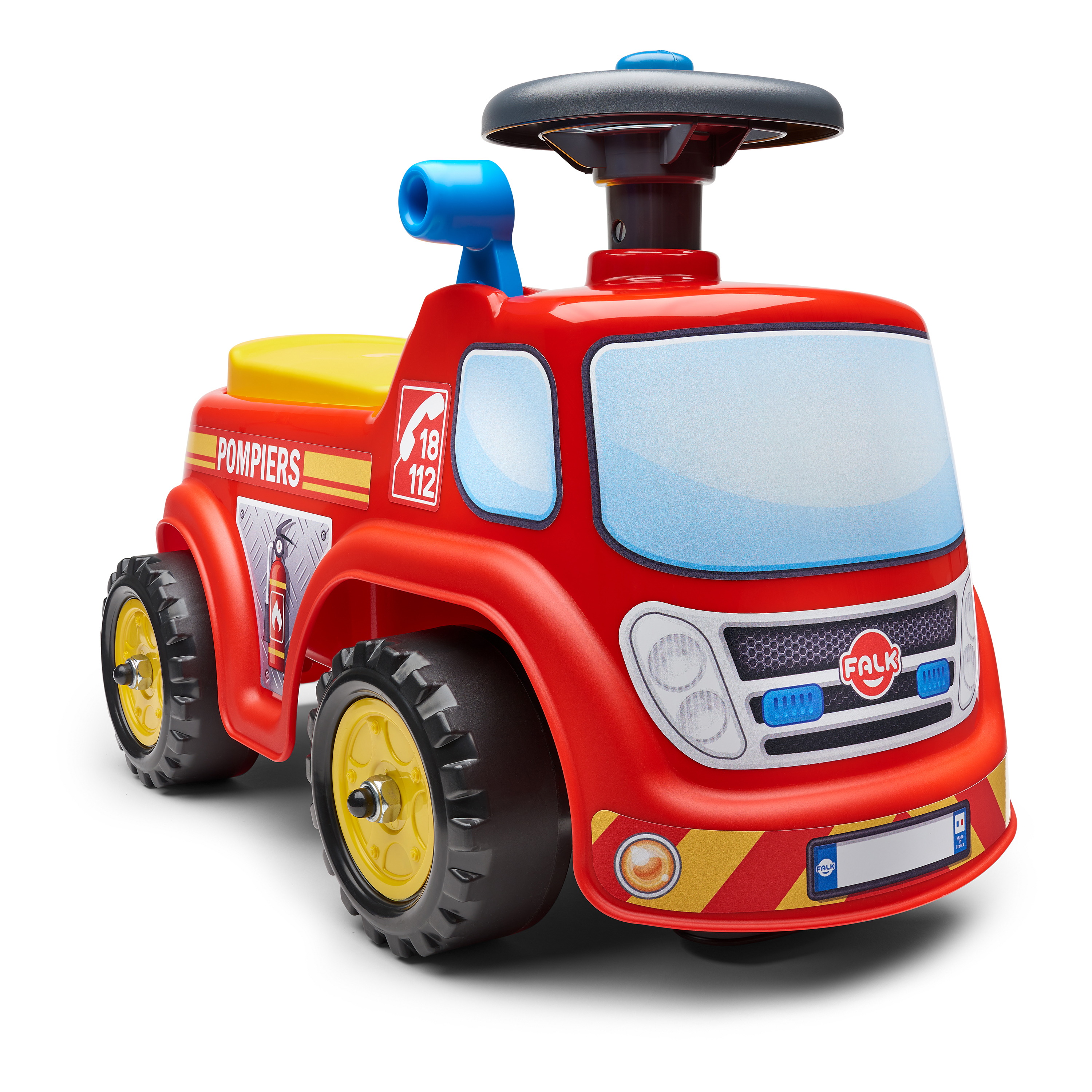 Sparkbil FALK Brandbil ride-on med förvaringsutrymme, ratt och tuta