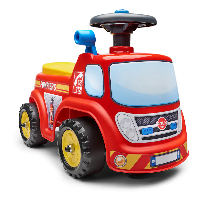 Sparkbil FALK Brandbil ride-on med förvaringsutrymme, ratt och tuta
