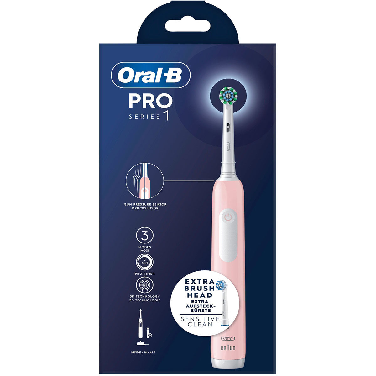Eltandborste Pro1 Pink + Extra Refill Rosa