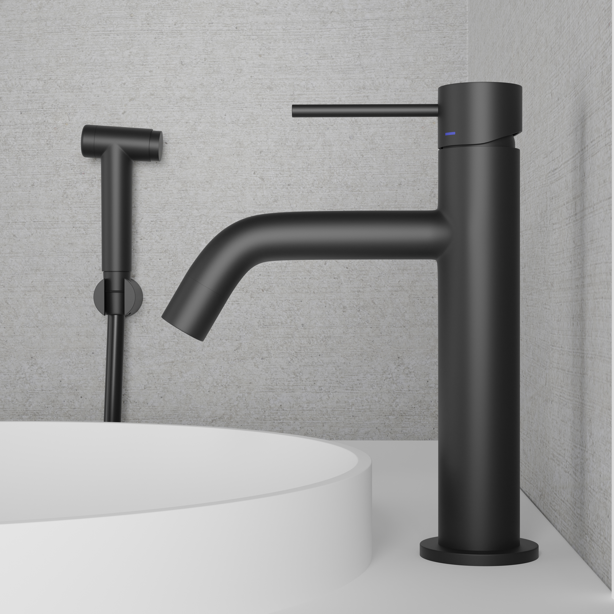 Tvättställsblandare Scandtap Steel Voyage Medium med Sidodusch