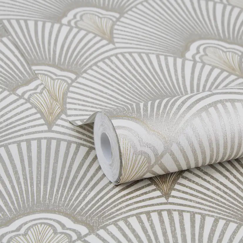 Tapet Sublime Art Deco Naturel 121146 EasyUp, Mönstrad Vit