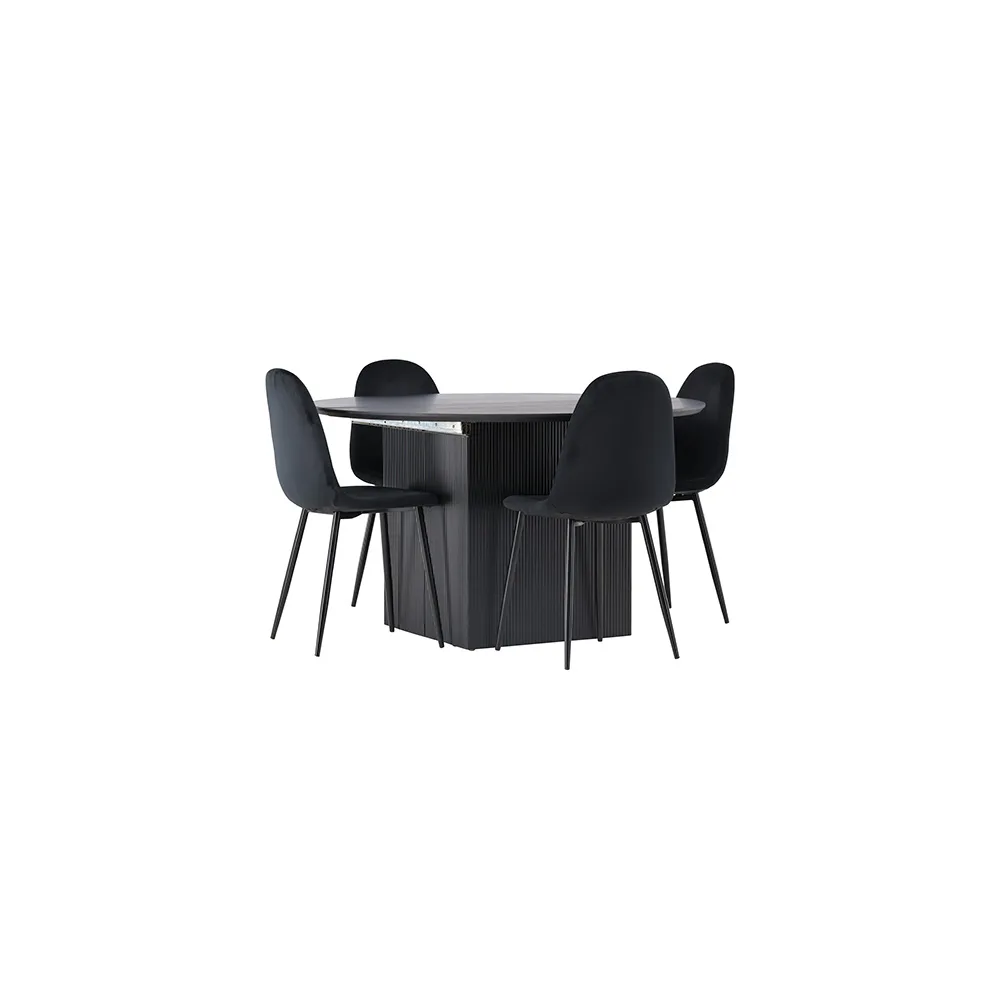 Matgrupp Venture Home Matilda med 4 Polar Sammet Stolar Svart