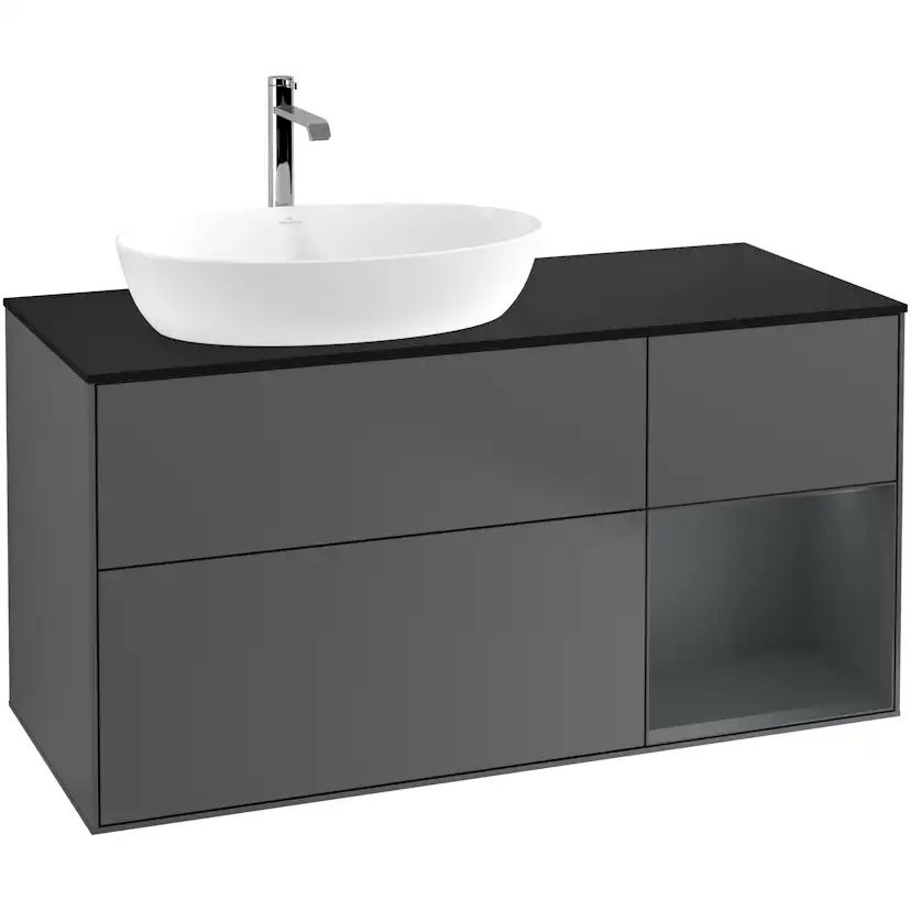 Tvättställsskåp Villeroy & Boch Finion med 3 Lådor Hylla och Bänkskiva för Ocentrerat Tvättställ från Artis & Collaro