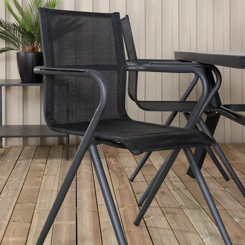 Matgrupp Venture Home Vyn Svart med 4 Anve Matstolar
