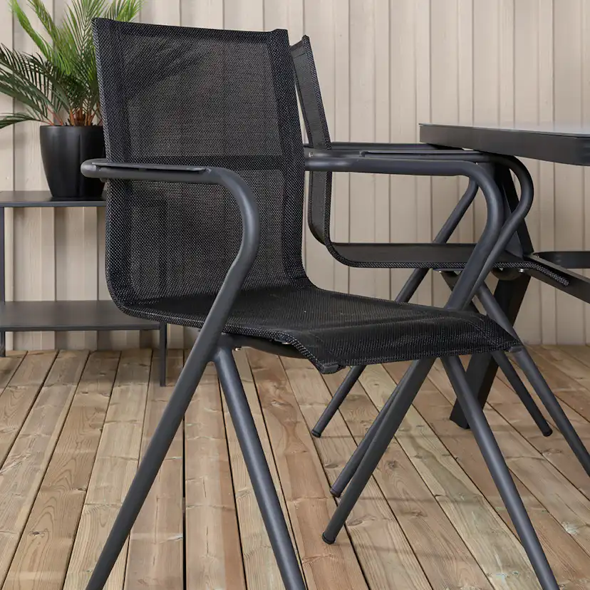 Matgrupp Venture Home Vyn Svart med 4 Anve Matstolar