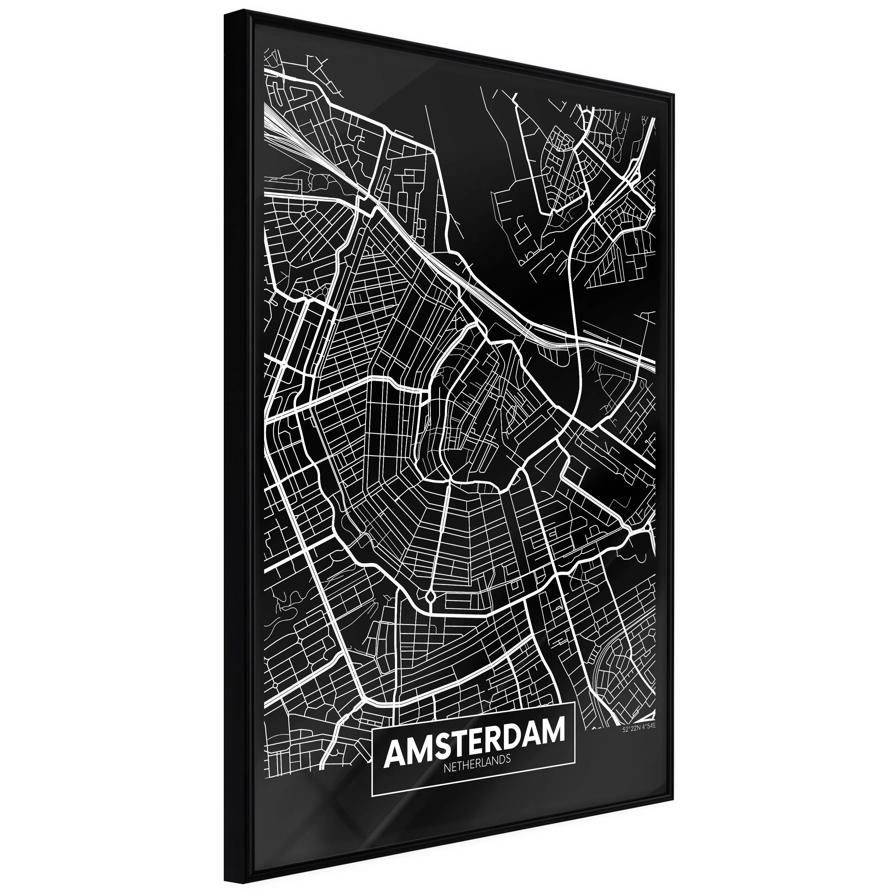 Poster Artgeist Affisch Dark Map of Amsterdam