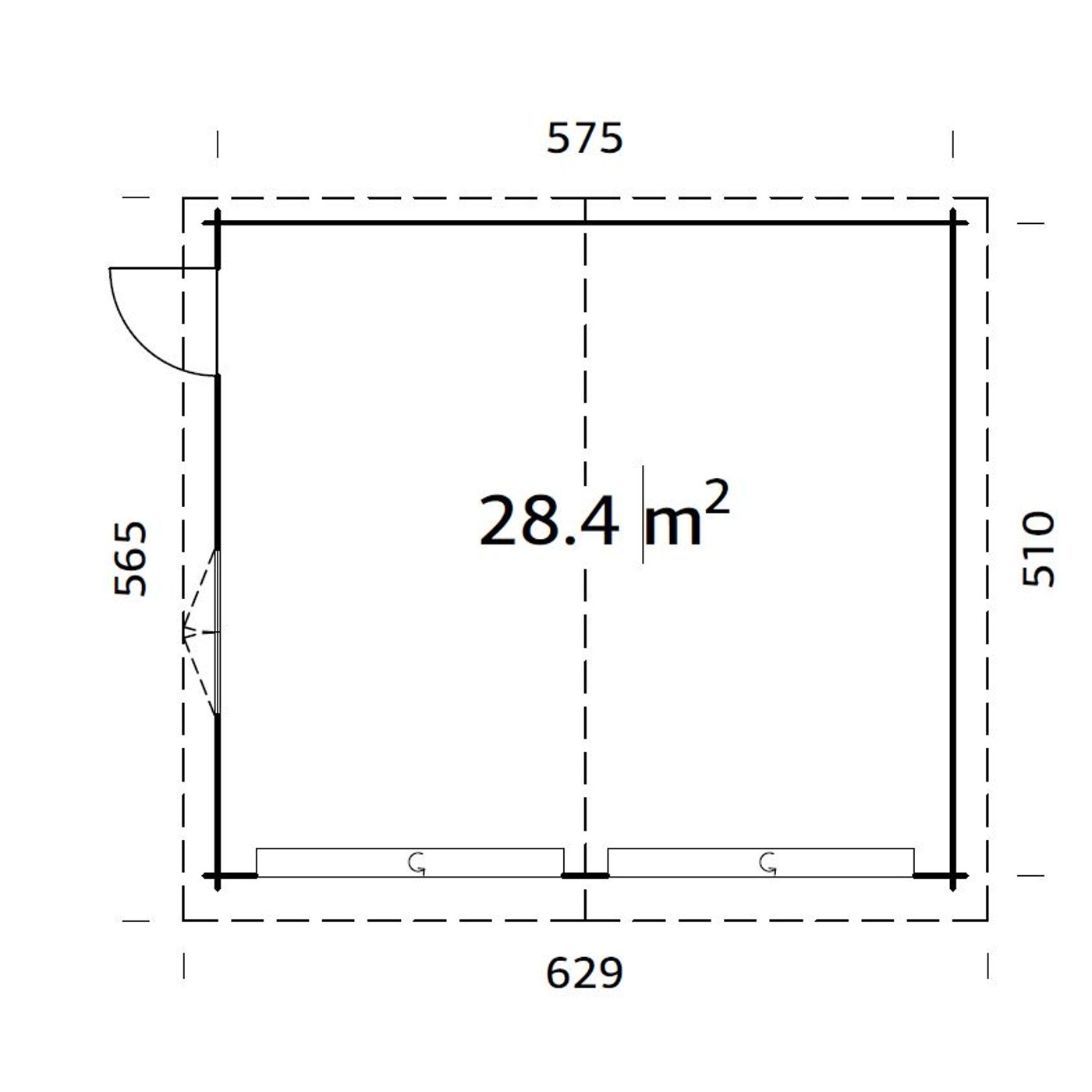 Roger 28,4 m2 with sectional door Grå dippad