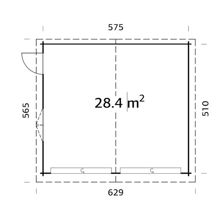 Roger 28,4 m2 with sectional door Brun dippad