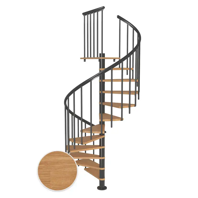 MONTREAL spiral ek oljad antracit CLASSIC3 11T Ø160 Antracit, D: 1600 mm, Golv till golv höjd: 2500-2860 mm, 11+1 steg