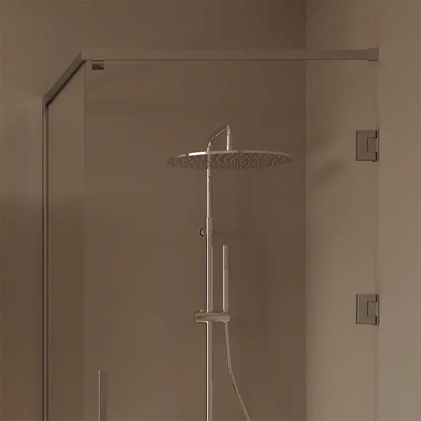 Langfoss Duschhörna Rak/Fast 90x92x230 Alu matt/Kristall Hyll BxDxH: 900 x 920 x 2300 mm, Profil: Matt Aluminium, Kristallglas