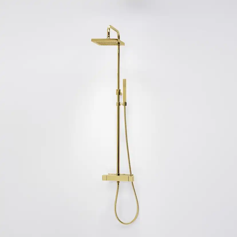 Kvadrat 220 Takduschset med Stonemix termostatblandare 160 c Guld