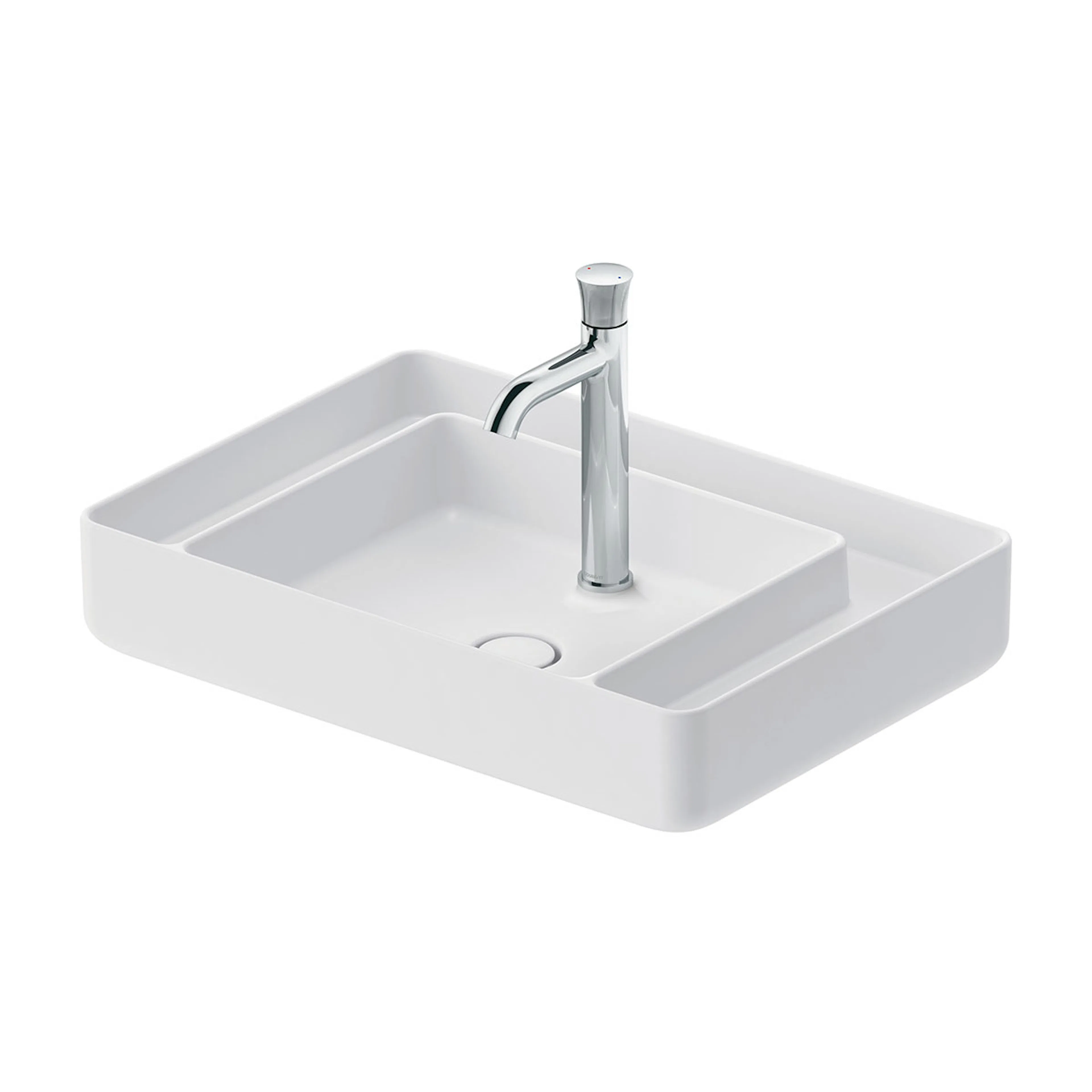 Tvättställ för placering på bänkskiva Vit Satin matt 650 mm Färg: Satin Vit, Yta: Matt