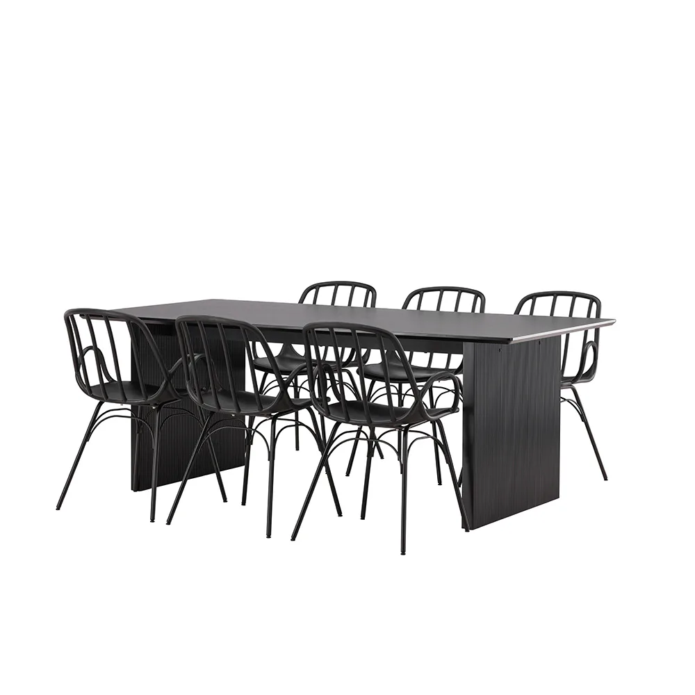 Vail Dining Table - Black / Smoked Black MDF +Dyrön Dining C Svart