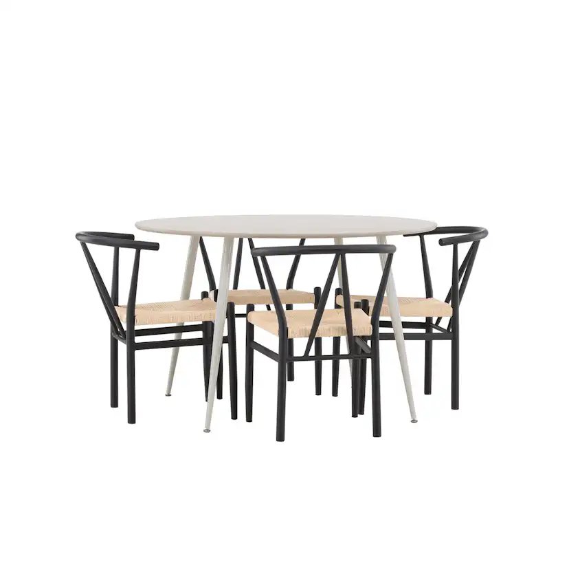 Plaza Dining Table with Alfons Dining Chair Beige/Svart